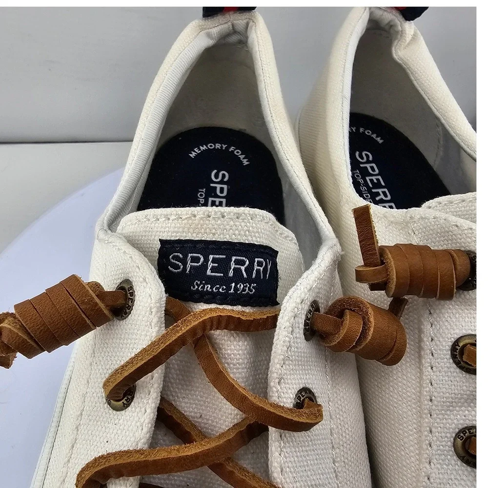 Sperry Top Sider Womens‎ Canvas Lace Up Sneakers Shoes White Size 7 STS84190 EUC - Picture 3 of 11